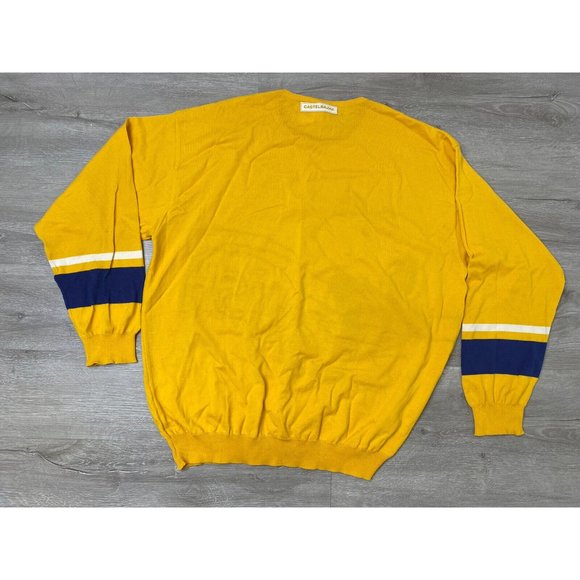 Rare CASTELBAJAC Peanuts Snoopy Yellow Sweater size 54 US Sz L 100% Cotton - Picture 3 of 7